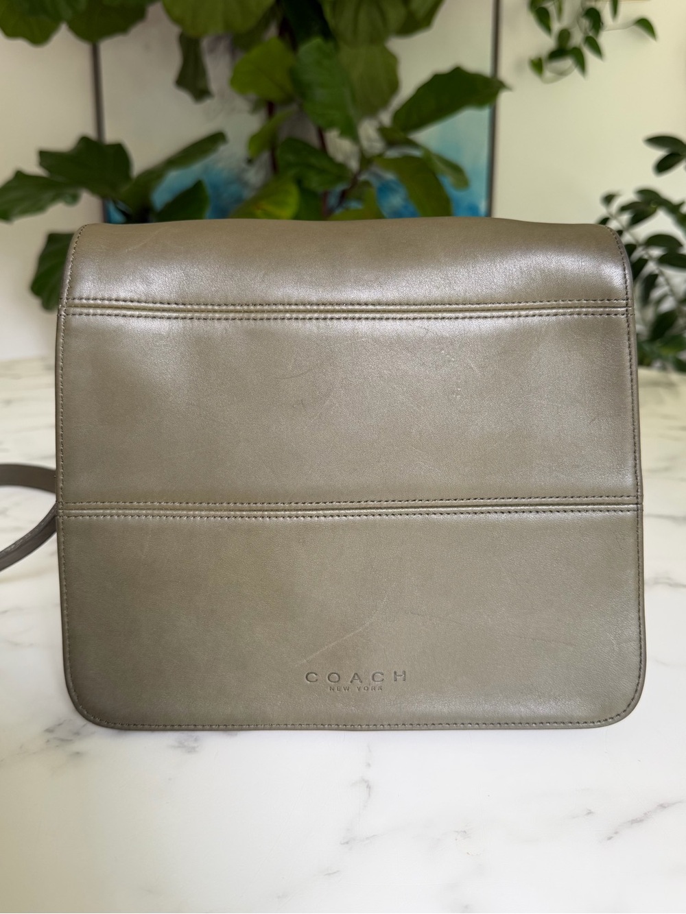 Coach Vintage Tribeca Flap Leather Crossbody Bag 9092 Loden Green 90's USA - Picture 2 of 16